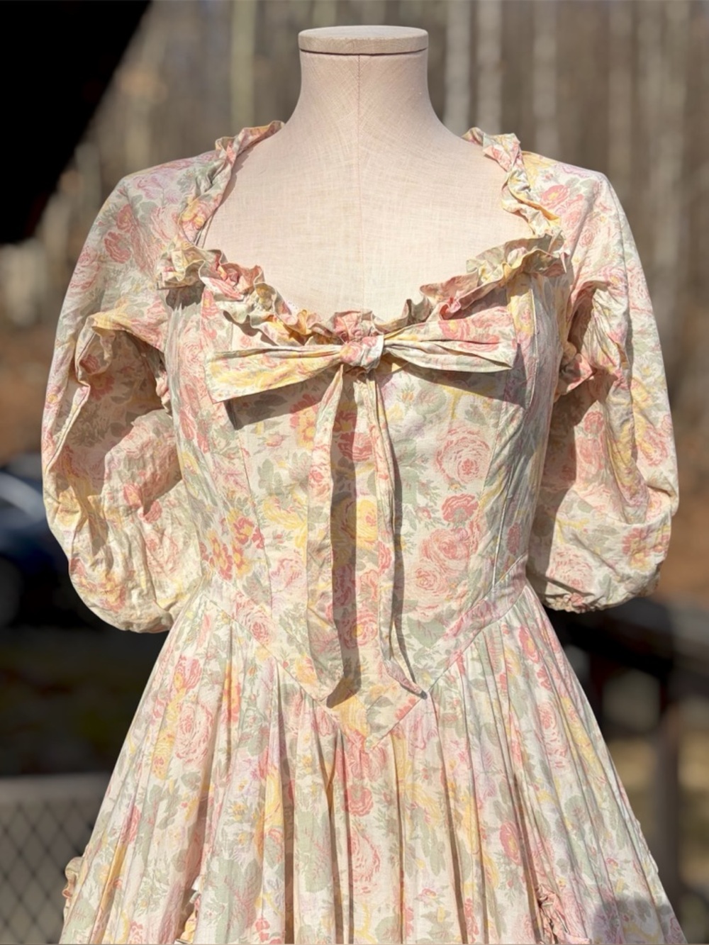 *RARE* Laura Ashley Vintage 80s Floral Meadow Decadence Bo Peep Ball Gown Sz 10 - Picture 11 of 16